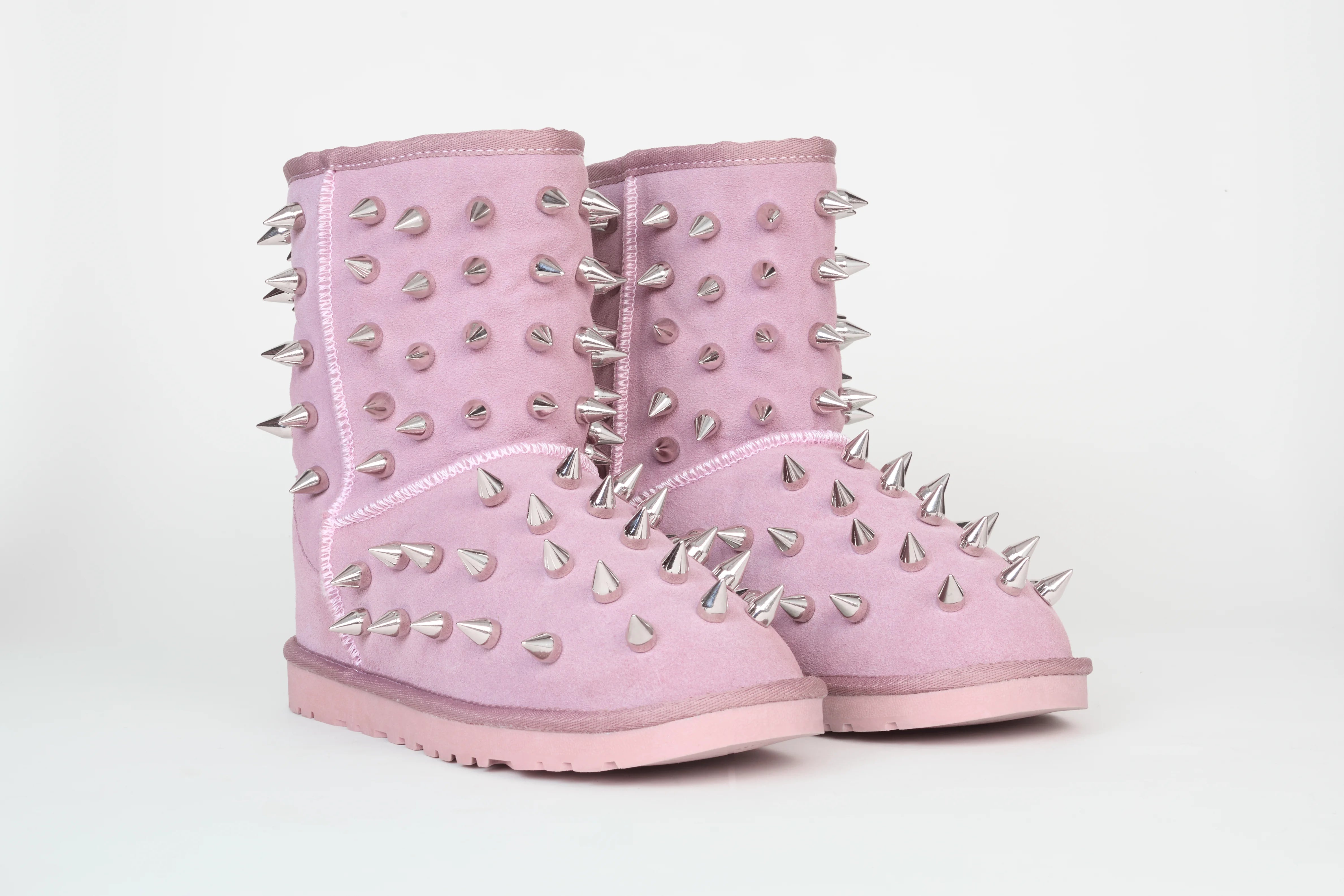 prngrphy Studded Suede Boot XL - GHOST PINK image 5