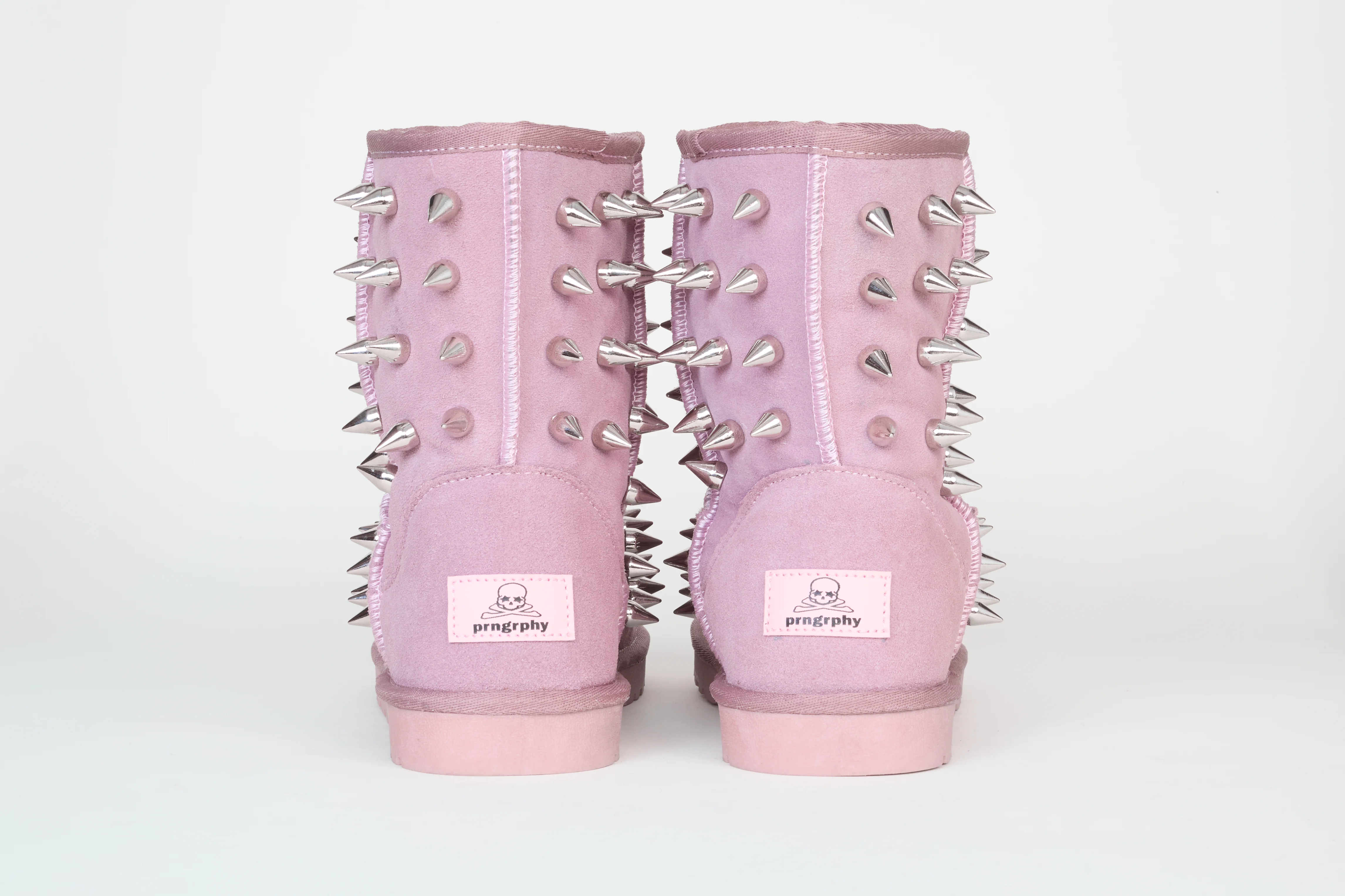 prngrphy Studded Suede Boot XL - GHOST PINK image 2