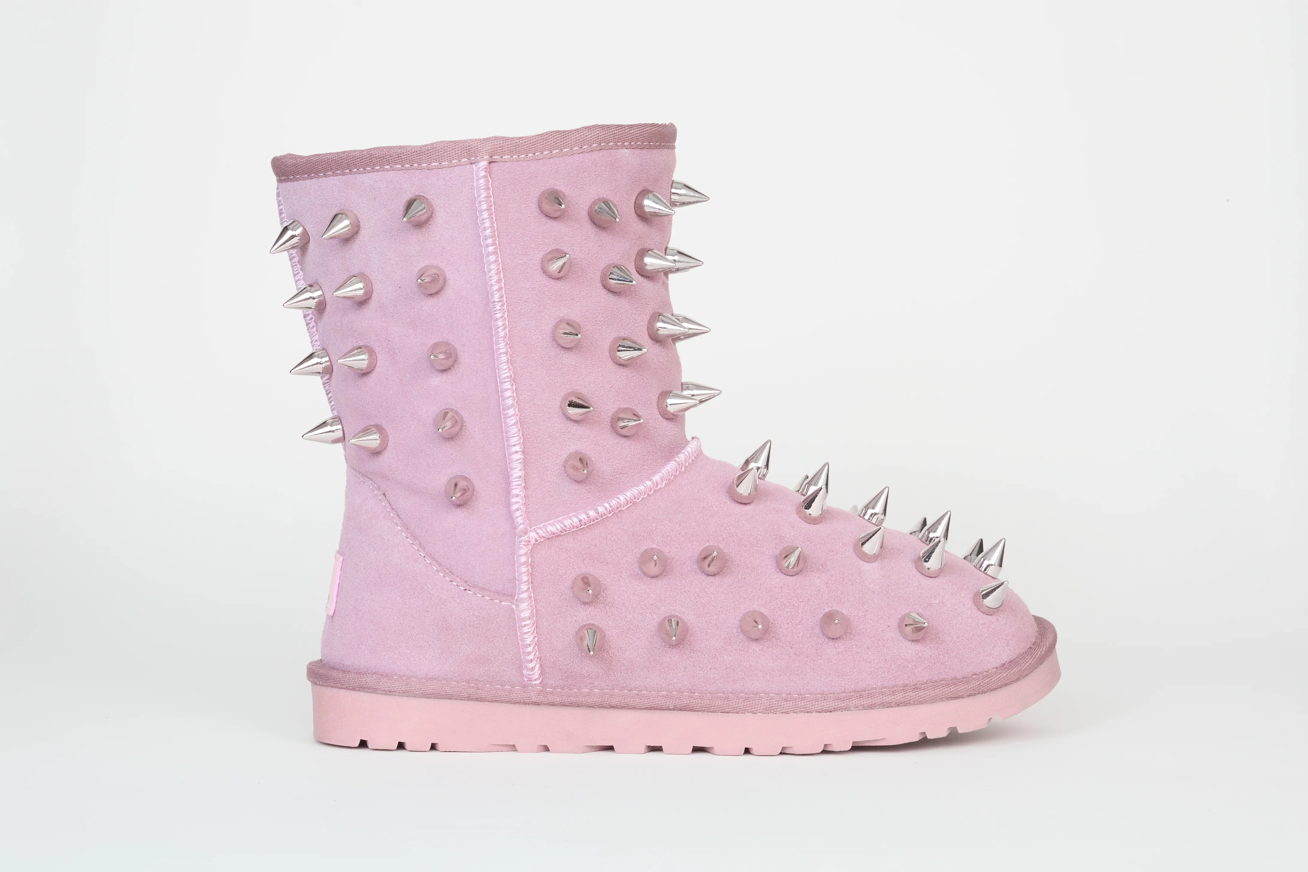 prngrphy Studded Suede Boot XL - GHOST PINK image 3