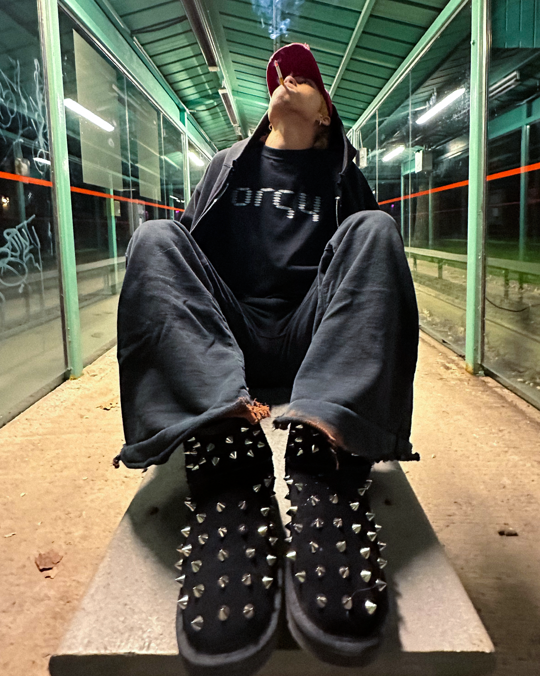 Studded Suede Boot Black prngrphy