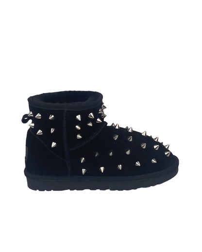 Studded Suede Boot Black